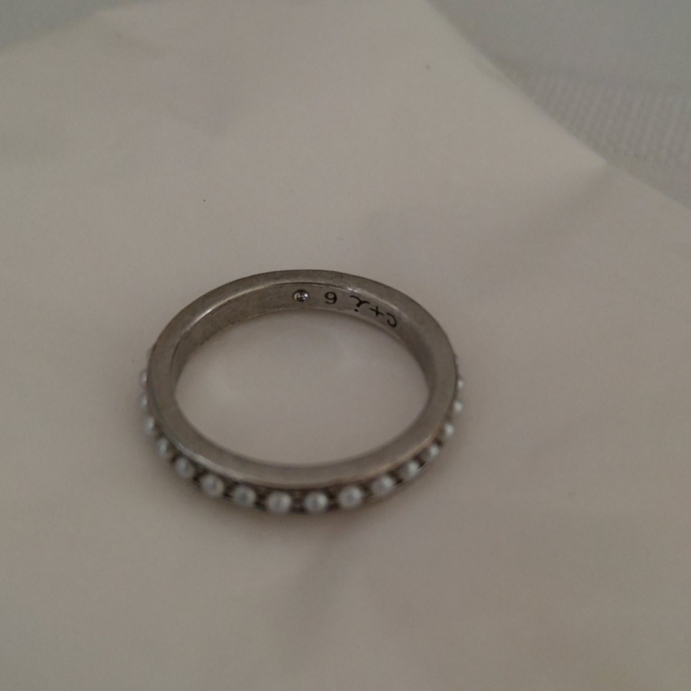 Faux pearl stacking ring